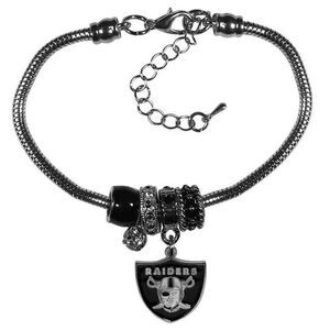 Siskiyou NFL Womens Oakland Raiders Euro Bead Bracelet